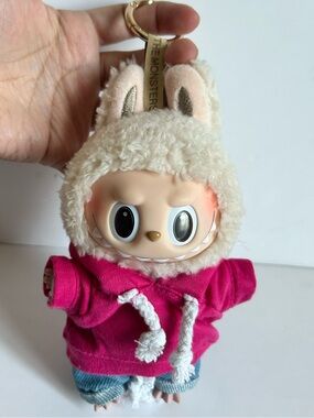 POP MART THE MONSTERS LABUBU Plush keychain– Pink Hoodie